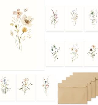 slapaflife Blank Cards,Blank Greeting Cards 4x6,40Pack -Elegant Floral Design Blank Greeting Cards,Note Cards with Matching Peel-and-Seal Rustic Envelopes