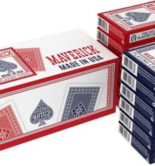 Maverick Playing Cards 12 Pack, Made in USA, New and Improved Quality, Standard Index, Red and Blue Decks, Bulk Playing Cards for Poker, Card Games, and Family Game Night